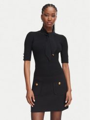 Elisabetta Franchi Sukienka koktajlowa AM-04S-66E2-V450 Czarny Slim Fit. Czarne sukienki Elisabetta Franchi, s, bez wzorów, z dzianiny, bez kołnierzyka, bez ramiączek. Za 1,929.00 zł.
