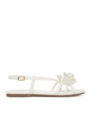 DeeZee Sandały CEO-CD25-293-1 Biały. Białe sandały DeeZee, bez wzorów, ze skóry, bez obcasa, na płaskiej podeszwie, bez zapięcia. Za 119.99 zł.