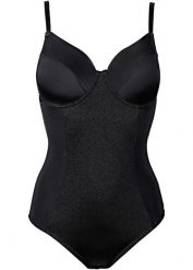 Body shape, średni stopień modelowania sylwetki. Brązowe body bonprix, bez wzorów, z bawełny. Za 149.99 zł.