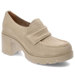 Beżowe Półbuty Lemar Wygodne Skórzane Buty. Brązowe czółenka Lemar, bez wzorów, bez obcasa, na obcasie, bez zapięcia. Za 280.99 zł.