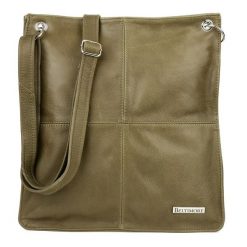 Listonoszka A4 skórzana oliwkowa Beltimore 972. Zielone torebki klasyczne bez wzorów, z materiału, duże, bez dodatków. Za 209.99 zł.