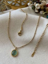 Luseera Pozłacany naszyjnik z zawieszką - dł. 45 cm rozmiar: onesize. Zielone naszyjniki Luseera, pozłacane. Za 39.99 zł.