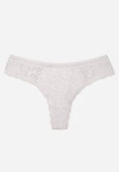 Jasnoszare Majtki Stringi Ozdobione Koronką z Bawełną Meniliphis. Szare stringi Renee, bez wzorów, z bawełny. Za 6.99 zł.