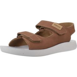 Sandały GEOX J SANDAL LIGHTFLOPPY Brązowy. Brązowe sandały Geox, bez wzorów, ze skóry, bez obcasa, bez zapięcia. Za 187.99 zł.