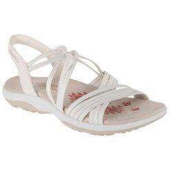 Sandały damskie, Reggae Slim - Sunnyside. Białe sandały Skechers, bez wzorów, bez obcasa, bez zapięcia. Za 269.99 zł.
