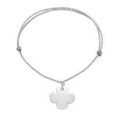 Bransoletka z posrebrzaną okrągłą koniczyną na grubym srebrnym sznurku premium. Szare bransoletki Lilou, posrebrzane. Za 148.00 zł.