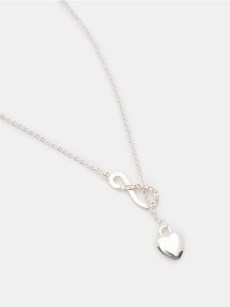 Naszyjnik z zawieszką - srebrny. Szare naszyjniki Sinsay, srebrne. Za 7.99 zł.