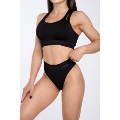Stringi high waist. Czarne stringi GYM GLAMOUR, bez wzorów. Za 39.99 zł.