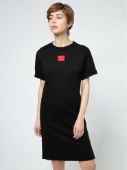 Hugo Sukienka codzienna Neyle 50456013 Czarny Relaxed Fit. Czarne sukienki Hugo, na co dzień, xs, bez wzorów, z bawełny, bez kołnierzyka, bez ramiączek, proste. Za 339.99 zł.