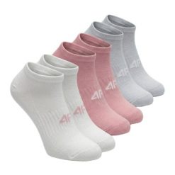 Skarpety sportowe damskie stopki 3 pary. Białe skarpety 4f, bez wzorów, z bawełny. Za 49.99 zł.
