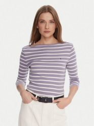 Tommy Hilfiger Bluzka WW0WW40589 Fioletowy Regular Fit. Fioletowe bluzki TOMMY HILFIGER, s, bez wzorów, z bawełny, bez kołnierzyka, bez ramiączek. Za 209.99 zł.