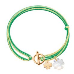 Bransoletka Leaf. Zielone bransoletki Lilou, z perłą, pozłacane. Za 296.00 zł.