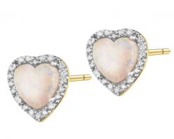 Złote kolczyki z opalitami - serca. Żółte kolczyki Apart, złote. Za 1,929.00 zł.