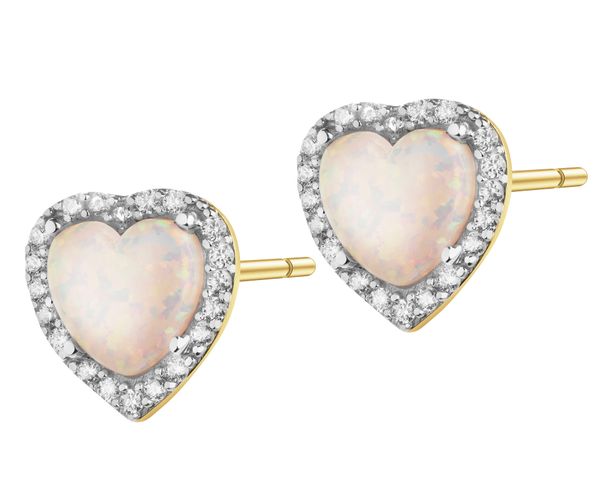 Złote kolczyki z opalitami - serca. Żółte kolczyki Apart, złote. Za 1,929.00 zł.