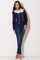 Granatowa Bluza z Kontrastowym Kołnierzem. Brązowe bluzy Katrus, s, bez wzorów, z bawełny, bez kaptura. Za 189.00 zł.