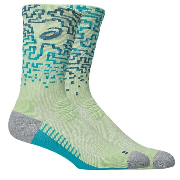 Skarpetki sportowe dla dorosłych Performance Run Crew Sock. Żółte skarpety Asics, bez wzorów, z elastanu. Za 79.99 zł.