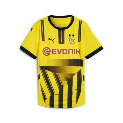 Damska koszulka pucharowa Borussia Dortmund 24/25 PUMA Faster Yellow Black. Czarne bluzki Puma, m, bez wzorów, sportowe, bez kołnierzyka, bez ramiączek. Za 449.00 zł.
