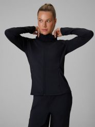 4F Bluza treningowa regular z kapturem damska - czarna XXL. Czarne bluzy 4f, xxl, bez wzorów, z kapturem. Za 199.99 zł.