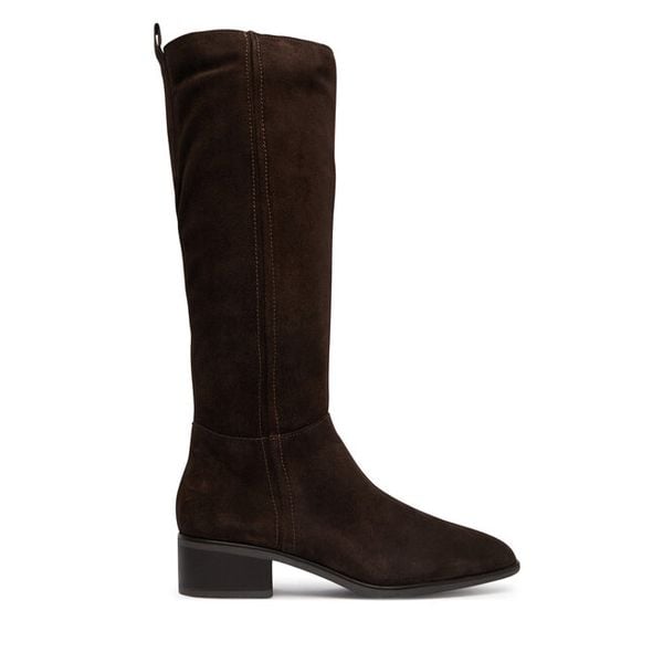 Kozaki Tamaris. Brązowe kozaki Tamaris, bez obcasa, na płaskiej podeszwie, bez zapięcia. Za 619.99 zł.