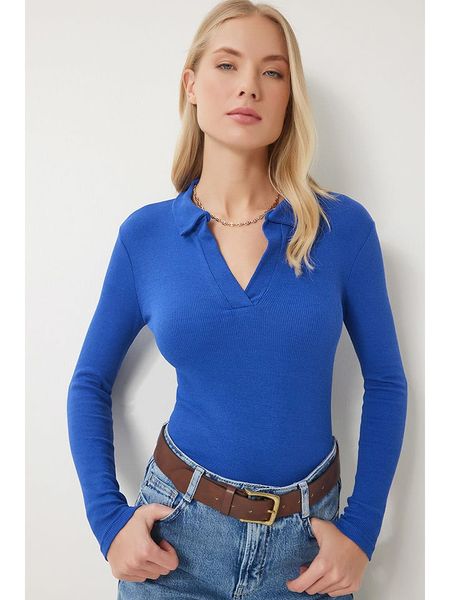 Happiness Istanbul Bluzka w kolorze niebieskim rozmiar: S/M. Niebieskie bluzki Happiness Istanbul, m, bez wzorów, bez kołnierzyka, bez ramiączek. Za 37.12 zł.