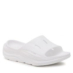 Klapki Hoka. Białe klapki HOKA, bez wzorów, bez obcasa. Za 299.99 zł.