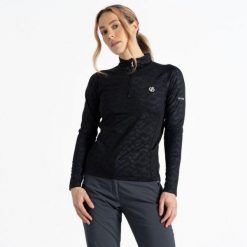 Bluza turystyczna damska Divulge. Czarne bluzy sportowe Dare 2b, bez wzorów, z elastanu, bez kaptura. W wyprzedaży za 139.99 zł.