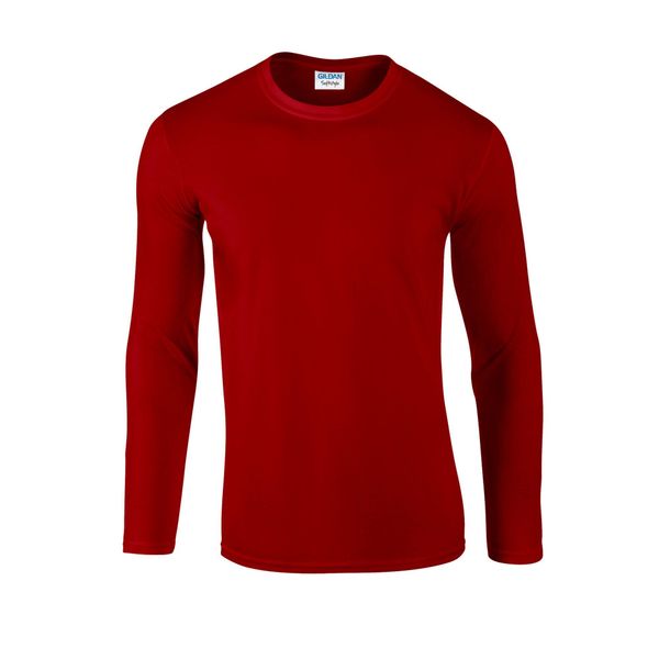 Koszulka Z Długim Rękawem Dla Dorosłych Unisex Soft Touch. Czerwone bluzki GILDAN, s, bez wzorów, sportowe, bez kołnierzyka, bez ramiączek. Za 52.99 zł.