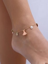 Luja Bijoux Pozłacana bransoletka z elementami ozdobnymi na kostkę rozmiar: onesize. Żółte bransoletki Luja Bijoux, pozłacane. Za 61.31 zł.