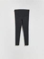 Legginsy z wysokim pasem - czarny. Czarne legginsy Reserved, l, bez wzorów, z dzianiny. Za 79.99 zł.