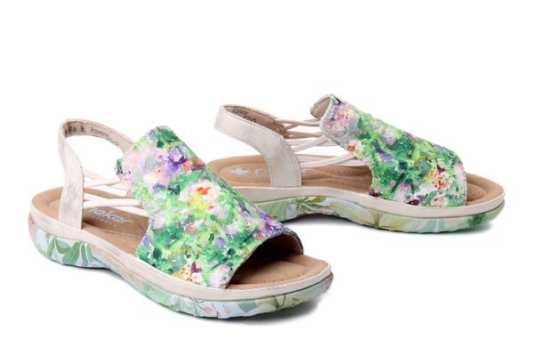 RIEKER 64841-90 multi, sandały damskie. Sandały Rieker, bez wzorów, bez obcasa, bez zapięcia. Za 254.92 zł.