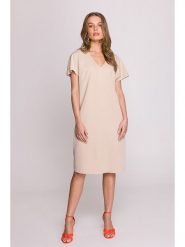 Stylove Sukienka w kolorze beżowym rozmiar: XL. Brązowe sukienki Stylove, na co dzień, xl, bez wzorów, bez kołnierzyka, bez ramiączek, midi, proste. Za 231.45 zł.