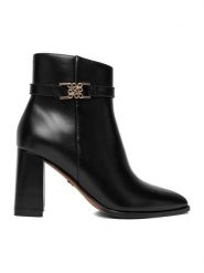 Nine West Botki CEO-NASIRA-01 Czarny. Czarne botki Nine West, bez wzorów, z materiału, bez obcasa, na słupku, bez zapięcia. Za 279.99 zł.
