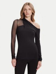 Simona Corsellini Bluzka A25CPMG00201 Czarny Slim Fit. Czarne bluzki SIMONA CORSELLINI, l, bez wzorów, z syntetyku, bez kołnierzyka, bez ramiączek. Za 629.99 zł.