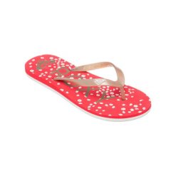 Klapki dla Kobiety TAHITI. Czerwone klapki Roxy, bez wzorów, z materiału, bez obcasa. Za 89.99 zł.