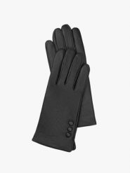 Czarne rękawiczki ze skóry licowej. Czarne rękawiczki Ryłko, bez wzorów, ze skóry, eleganckie. Za 129.99 zł.