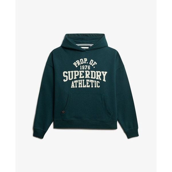 Bluza damska z kapturem Superdry Athletic Essentials. Zielone bluzy Superdry, bez wzorów, z kapturem. Za 274.00 zł.