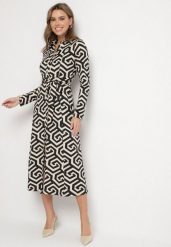 Czarna Koszulowa Sukienka z Wiskozą Paskiem i Geometrycznym Motywem Erislevia. Czarne sukienki Born2be, na co dzień, l, bez wzorów, z jeansu, eleganckie, bez kołnierzyka, bez ramiączek, maxi, koszulowe. Za 169.99 zł.
