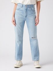 Wrangler Dżinsy - Regular fit - w kolorze błękitnym rozmiar: W33/L34. Niebieskie jeansy Wrangler, l, z aplikacjami, z podwyższonym stanem. Za 157.73 zł.