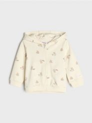 Rozpinana bluza z kapturem z motywem misiów - kremowy. Białe bluzy Sinsay, m, bez wzorów, z kapturem. Za 19.99 zł.