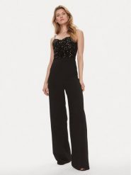 Kontatto Kombinezon BO344 Czarny Wide Leg. Czarne sukienki Kontatto, xs, bez wzorów, z syntetyku, bez kołnierzyka, bez ramiączek. Za 469.99 zł.
