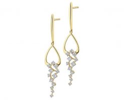 Kolczyki z żółtego złota z brylantami - 0,44 ct - próba 585. Żółte kolczyki Apart, z brylantem, złote. W wyprzedaży za 3,633.00 zł.