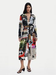 Desigual Sukienka koszulowa Collage 25SWVW45 Kolorowy Regular Fit. Sukienki Desigual, m, bez wzorów, z wiskozy, bez kołnierzyka, bez ramiączek, koszulowe. Za 349.99 zł.