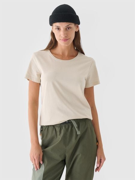 4F T-shirt regular gładki damski - biały S. Białe t-shirty 4f, s, bez wzorów, z bawełny, bez kołnierzyka, bez ramiączek. W wyprzedaży za 19.99 zł.