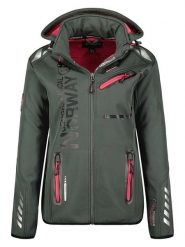 Geographical Norway Kurtka softshellowa "Reine" w kolorze khaki rozmiar: M. Brązowe kurtki sportowe Geographical Norway, m, bez wzorów, bez kaptura, outdoorowe. Za 260.43 zł.