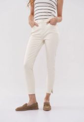 Kremowe jeansy, Slim Cropped, D-BLU. Brązowe jeansy Volcano, m, bez wzorów. Za 169.99 zł.