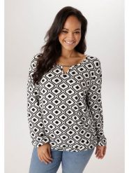 Aniston Bluzka w kolorze czarno-białym rozmiar: 48. Białe bluzki Aniston, bez wzorów, bez kołnierzyka, bez ramiączek. Za 126.99 zł.