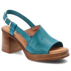 Niebieskie Sandały Hee Stylowe Obuwie Damskie Na Obcasie. Niebieskie sandały Hee, bez wzorów, eleganckie, bez obcasa, na obcasie, bez zapięcia. Za 329.00 zł.