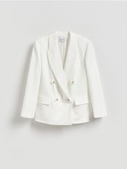 Marynarka z wiskozą - biały. Białe marynarki i żakiety Reserved, l, bez wzorów, z tkaniny. Za 249.99 zł.