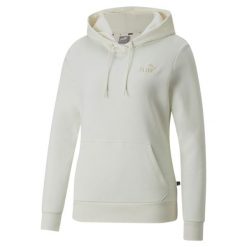 Bluza damska Puma ESS+ Embroidery Hoodie FL. Białe bluzy Puma, l, bez wzorów, z bawełny, z kapturem. Za 319.55 zł.