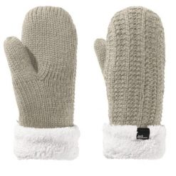Rękawiczki turystyczne zimowe damskie Jack Wolfskin Highloft Knit Mitten. Szare rękawiczki Jack Wolfskin, bez wzorów, z poliesteru, sportowe. Za 108.64 zł.